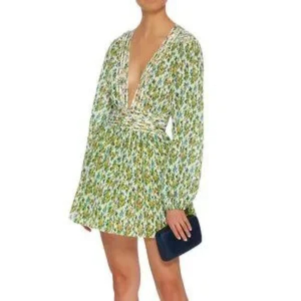 zimmermann golden plisse dress | Dresses | Nwt Zimmermann Surfer Acid Floral Pleated Green Yellow Au Formal dress